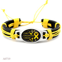 Puzzle Piece Autism Awareness Hope Butterfly Charm Leather Bracelets Yellow Pink - £8.35 GBP