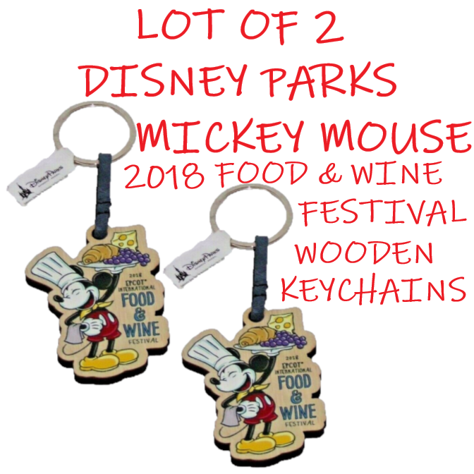 Disney EPCOT Chef Mickey Mouse Food & Wine Collectible Wood Key Chain Ring - $7.65