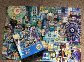 Cobble Hill Blue Jigsaw Puzzle 1000 Piece Complete - $32.25