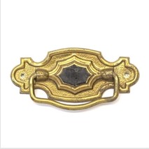 Vintage Mid-Century Gold Tone Drop Bail Drawer Furniture Pull Handle Black - $4.92