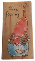 All Night Media Rubber Stamp Gone Fishing Cat Fishbowl Fathers Day Card ... - £11.84 GBP