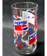 Vintage PEPSI COLA 5.75&quot; Confetti Glass Red White Blue Celebration Glass... - $12.18 CAD