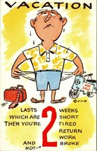 Man Vacation Broke Empty Pockets Vintage Comic Postcard Unposted - $3.83