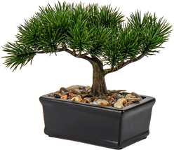 DILATATA Fake Bonsai Tree Zen Juniper Bonsai Plant 6.5” Tall Artificial Bonsai T - £17.90 GBP