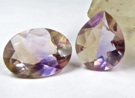 Natural Ametrine Cut Oval &amp; Pear 2 Pcs 24.30 Carats Gemstones For Ring &amp; Pendant - £100.85 GBP