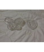 Vintage Clear Glass Covered BUTTERFLY HEART Trinket Jewelry Box, Candy Dish - $12.60+