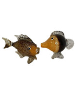 HAND BLOWN ART GLASS DECOR TROPICAL &amp; PUFFER FISH ORANGE BROWN NAUTICAL ... - $57.64 CAD