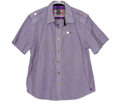 Cavi Military Mens&#39; Button Down Shirt Purple &amp; White Pin Stripes Sz 2XL - £15.60 GBP