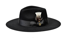 Mens Hat By Bruno Capelo Australian Wool Wide Brim Fedora Duke DU720 Black - £63.69 GBP
