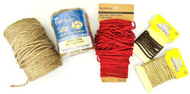 Lot Brown Jute Twine Red Paper Rope Braided Leather Jewelry Cord Art &amp; C... - $19.34