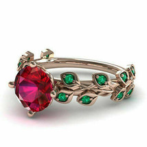 0.5ct Round Pink Ruby Emerald Rose Flower Engagement Ring 14k Rose Gold Finish - £75.91 GBP