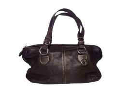 The Sak Pebbled Leather Handbag Purse Espresso Brown Charm Adjustable St... - $18.99