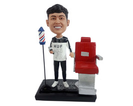 Custom Bobblehead Barber Standing Next to a Stylist Chair prop - Careers &amp; Profe - £132.35 GBP