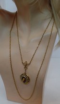 Unbranded  Goldtone Multi Strand (2) Necklace with Locket With Lady Portrait 20&quot; - £19.78 GBP