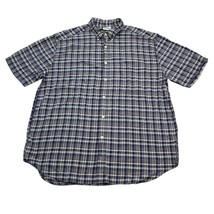 Eddie Bauer Shirt Mens L Blue Yellow Plaid Casual Short Sleeve Button Up - £18.18 GBP