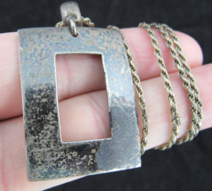 vintage MID CENTURY necklace GEOMETRIC rectangle jewelry pendant ESTATE ... - £28.40 GBP