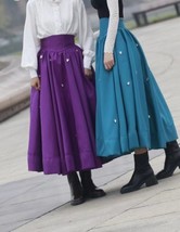 BLUE Long Satin Maxi Skirt Vintage High Waist Waistband Long Satin Skirt Outfit  image 3