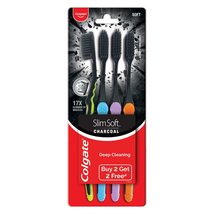 Colgate Slim Soft Charcoal Toothbrush 17x Slimmer Soft Tip Bristles (Buy 2 Get 2 - £5.76 GBP