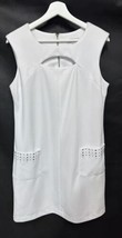 Sandra Darren Crisp White Shift Dress Sleeveless Pockets Spring Summer 12 - £27.57 GBP