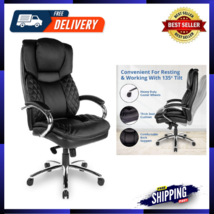 Executive Bonded Leather Office Chair With High Back Swivel Motion Adjustable - £172.30 GBP