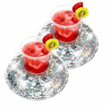 Pool Candy Holographic Glitter Inflatable Drink Floats in Silver (Set of 2) - €17,12 EUR