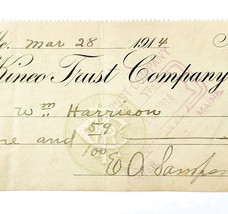1914 Kineo Trust Company Bank Check E.A. Sampson Dover Maine Signed 6254... - $19.99