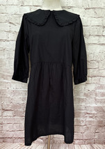 Divided H&amp;M  Black Peter Pan Collar Puff Sleeve Babydoll Mini Dress Size S NEW - £39.16 GBP