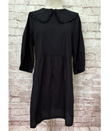 Divided H&amp;M  Black Peter Pan Collar Puff Sleeve Babydoll Mini Dress Size... - £39.26 GBP