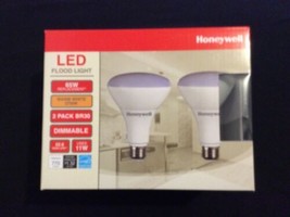 2 pack Honeywell BR30 LED flood light bulbs 65W dimmable 770 lumens 2700k warm - £19.62 GBP