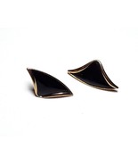 TRIFARI Black Enamel Gold Tone Triangle Pierced Stud Earrings - $11.38