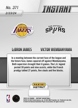 2023-2024 Panini Instant Nba #371 Victor Wembanyama Rookie Lebron James! Lakers - £8.69 GBP