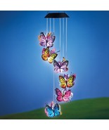 Solar LED Colorful Butterfly Mobile Wind Chime Hanging Porch Patio Garde... - $34.54