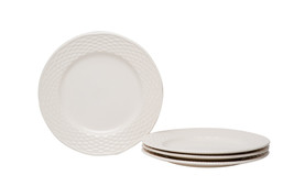 White Four Piece Round Weave Stoneware Service For Four Salad Plate Set - $93.99