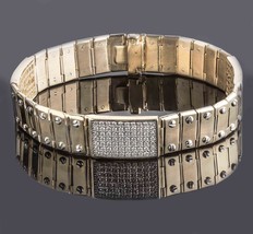 3.20CT Hombres Id Tornillo Enlace Brazalete Diamante 14k Oro Amarillo Macizo - $22,670.23