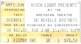 Vintage The Neville Brothers Ticket Stub Juin 11 1991 St.Louis Missouri - £36.51 GBP