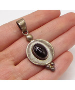 MEXICO 925 Sterling Silver - Cabochon Cut Black Onyx Drop Pendant - PT2166 - $44.40