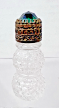 Antique Perfume Scent Bottle Green Rhinestone Top Clear Bumpy Bottle 2" ... - $29.21