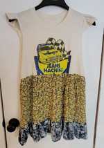 Womens S Wrangler Jean Machine T-Shirt Sleeveless Upcycled to Dress w/Vtg Fabric - £22.58 GBP