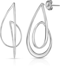 925 Solid Sterling Silver Designer Earrings (Natural Silver) - £112.74 GBP