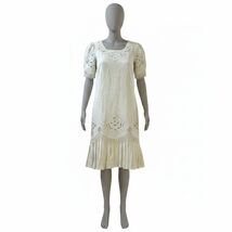 Vtg Nancy Jahnson Linen Battenberg Cut Open Lace Work Tea Dress Edwardia... - $67.32