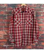 Lucky Brand Men&#39;s Long Sleeve Casual Shirt XXL Red Plaid w Pearl Snaps - $37.74 CAD