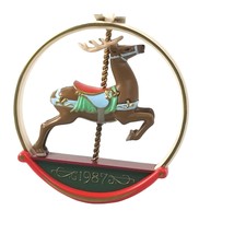 Christmas Ornament Hallmark Carousel Reindeer 1987 Keepsake Collector&#39;s Club Vtg - £15.69 GBP