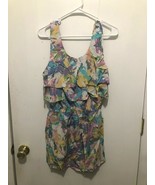 NEW R.89 Ruffled Sleeveless Floral 100% SILK Romper Elastic Waist Size S... - $184.99 MXN