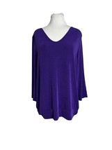 Chicos Travelers Size 2 Large Purple Top Shirt Slinky Stretch 3/4 Sleeves - $24.75
