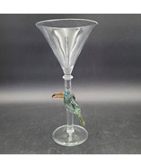Yurana Designs Handblown Clear Martini Glass w/Tropical Green Toucan Par... - $565.28 MXN