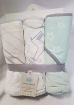 Cloud Island 3-Pack Infant Lightweight Hooded Towels - Green/Lemon - 30" x 30" image 2