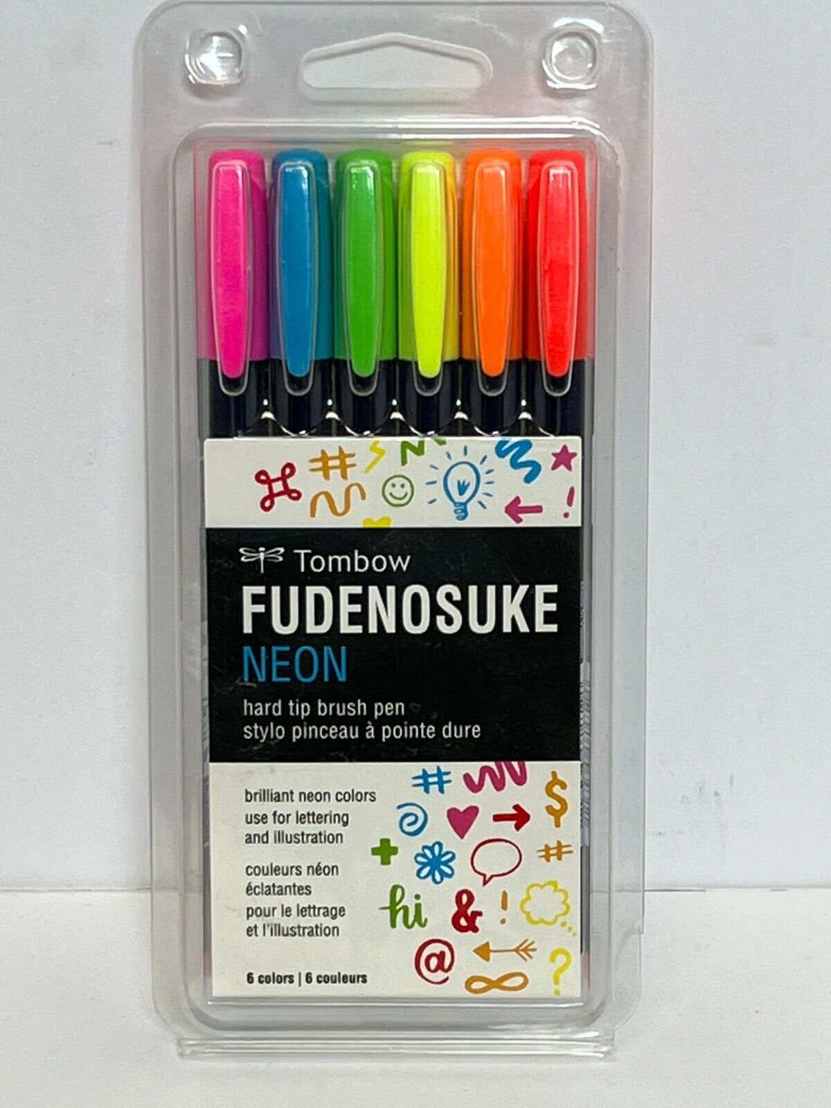 Tombow Fudenosuke Neon Brush Pen Set, 6-Pack Free Shipping - $17.98