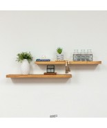 Walnut Pine Floating Decorative Wall Shelf with Brackets (Set of 2) Del ... - $56.99