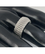 Size 10 Tiffany &amp; Co Somerset Mesh Dome Weave Mens Unisex Ring in Silver - $299.00