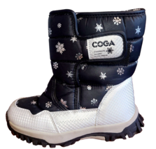 COGA SNOW BOOTS BLACK WITH SNOW FLAKES KIDS CHILDREN SZ 3 Youth - £14.83 GBP